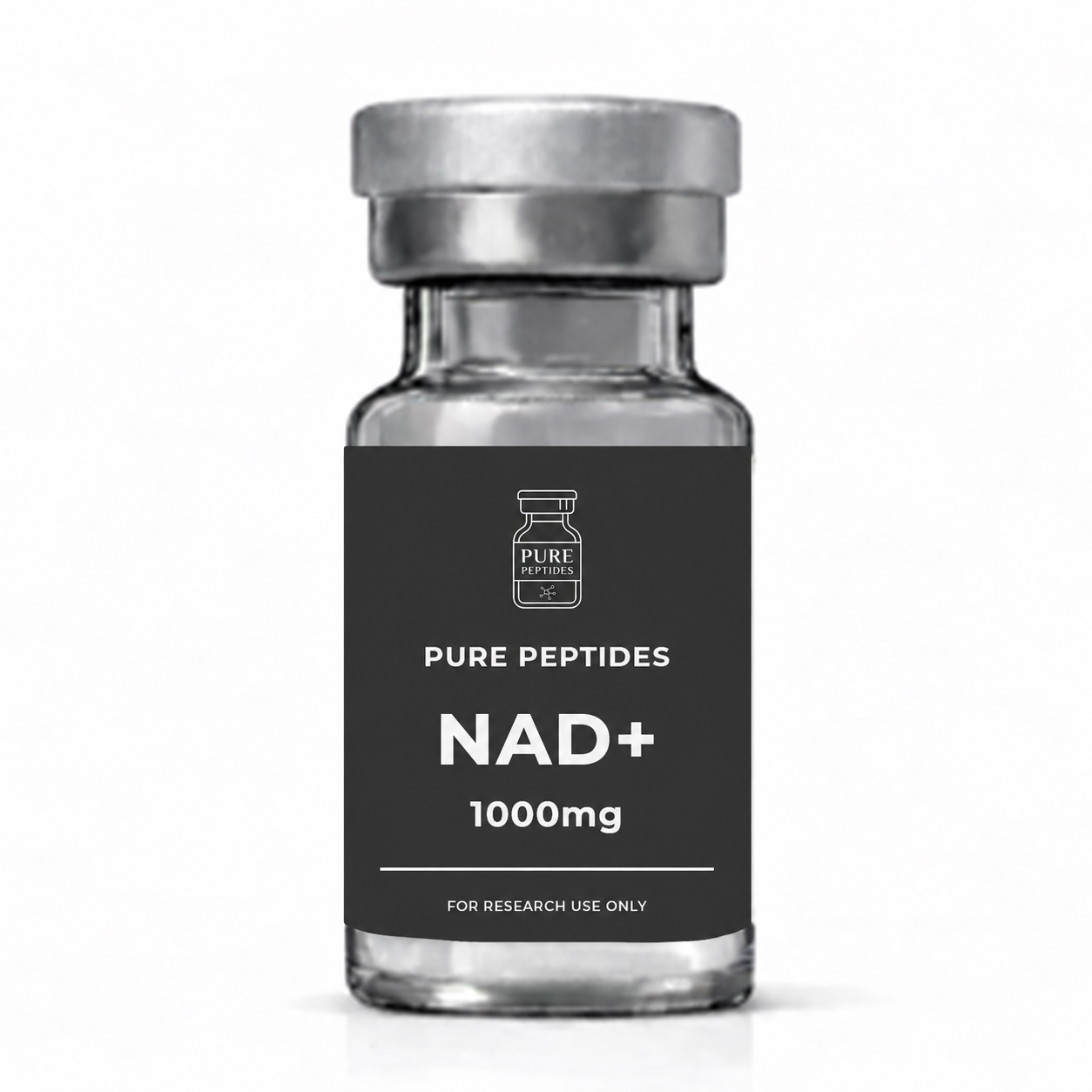 Pure Peptides NAD+ 1000mg vial mockup on a white background