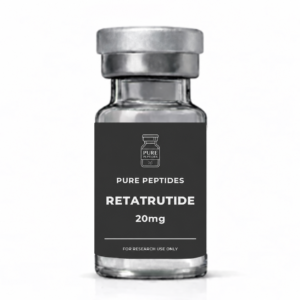 Pure Peptides RETATRUTIDE 20mg vial mockup on a white background