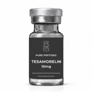 Pure Peptides TESAMORELIN 10mg vial mockup on a white background