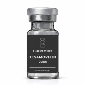 Pure Peptides TESAMORELIN 20mg vial mockup on a white background